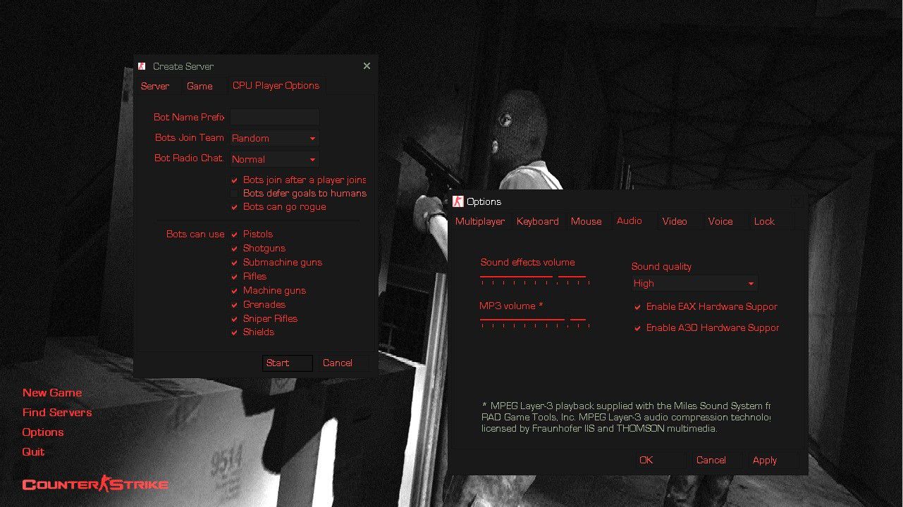 Тема Black and Red Scheme v2 меню gui для CS 1.6