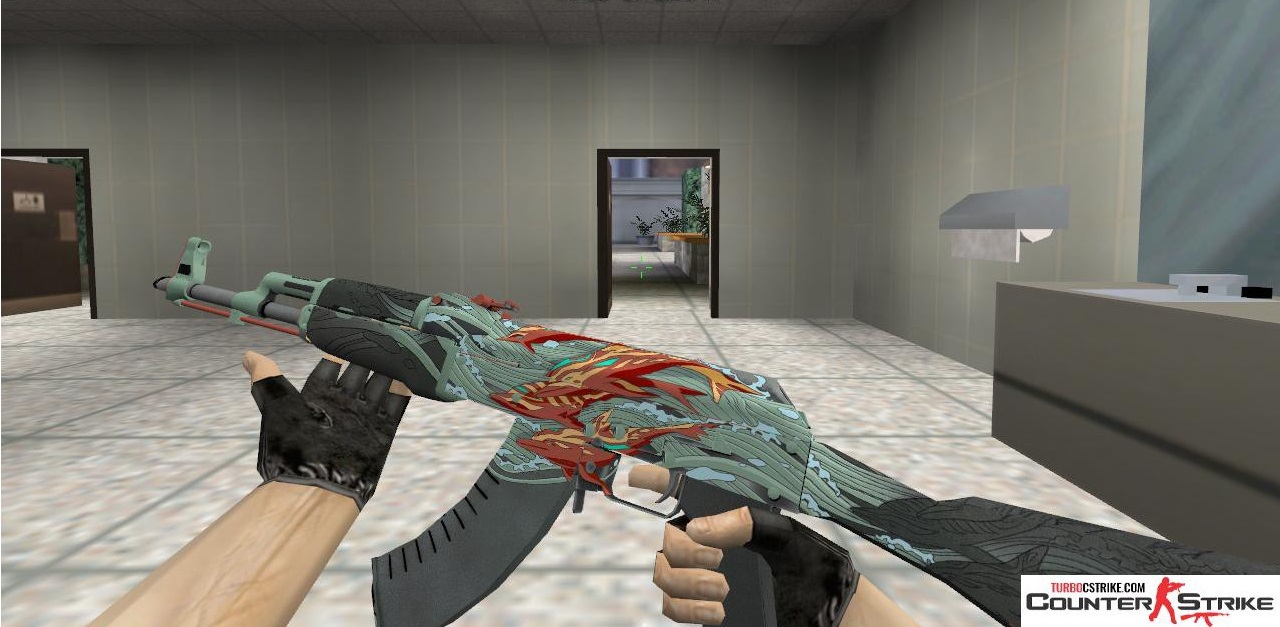 Модель HD AK-47 «Aquamarine Revenge» с анимацией осмотра для CS 1.6