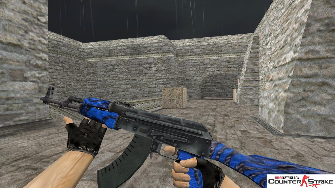 Модель HD AK-47 «Blue Laminate» с анимацией осмотра для CS 1.6