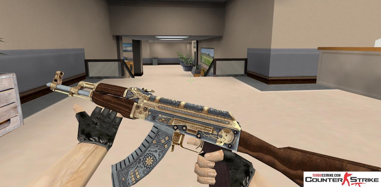 Модель HD AK-47 «Cartel Gold» с анимацией осмотра для CS 1.6