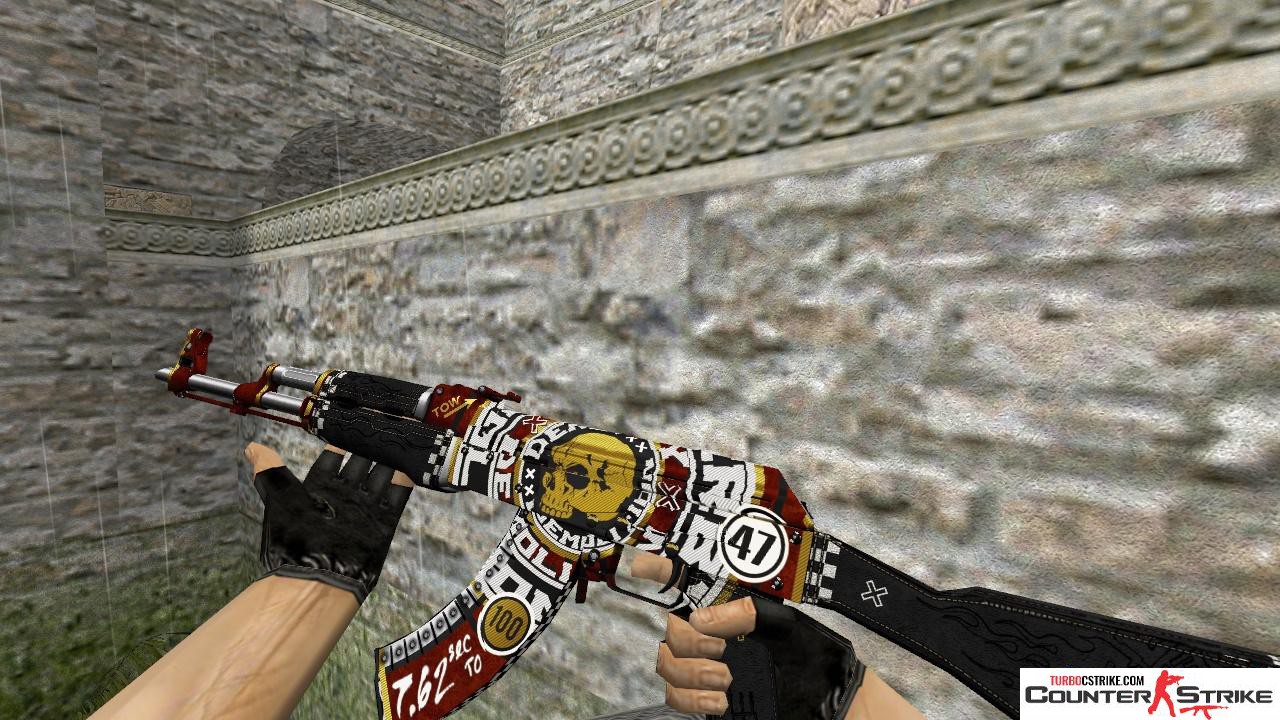 Модель HD AK-47 «Demolition v2» с анимацией осмотра для CS 1.6