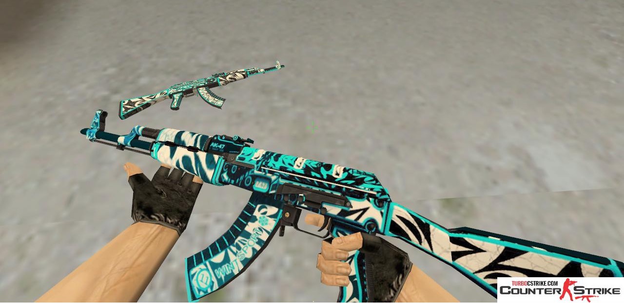 Модель HD AK-47 «Frontside Misty» с анимацией осмотра для CS 1.6