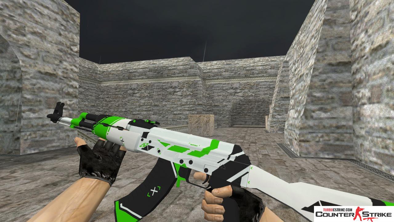 Модель HD AK-47 «Green Asiimov» с анимацией осмотра для CS 1.6