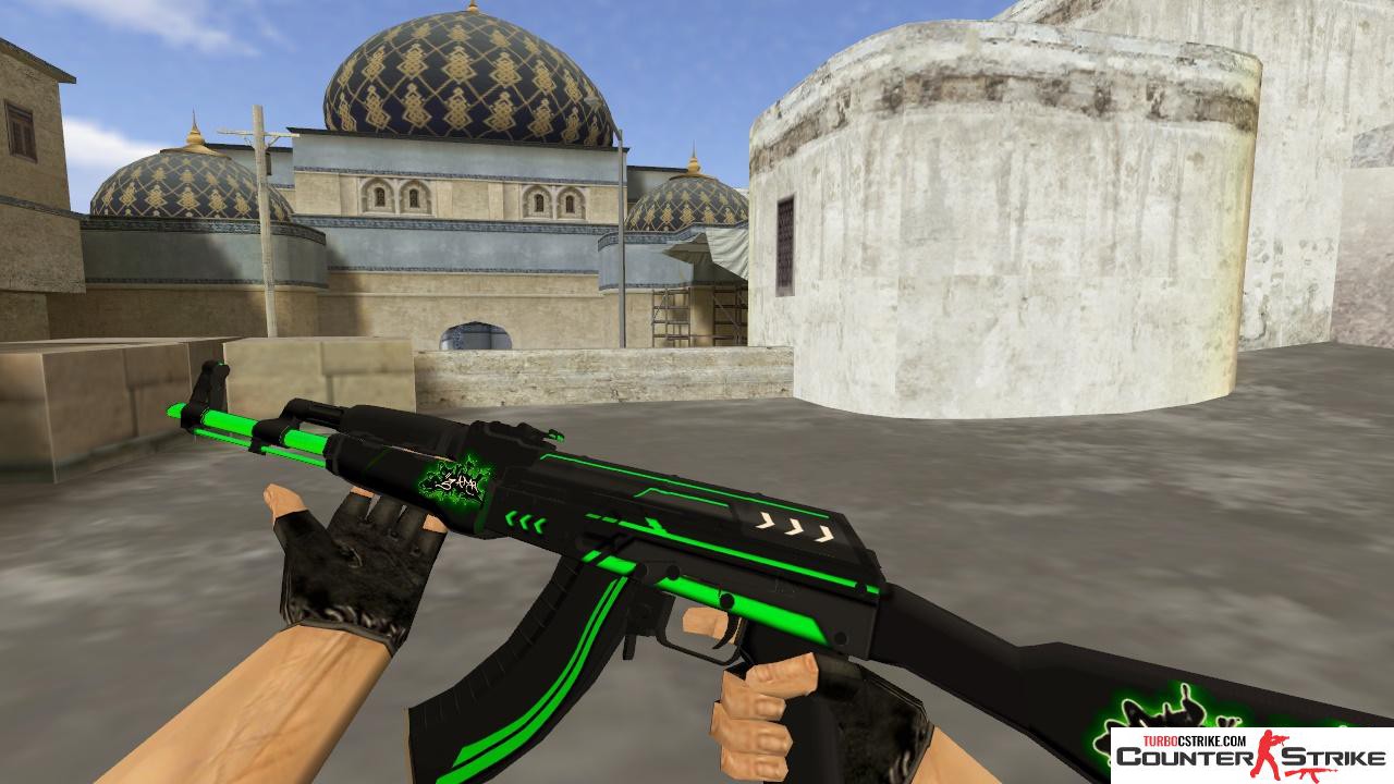 Модель HD AK-47 «Green Line» с анимацией осмотра для CS 1.6