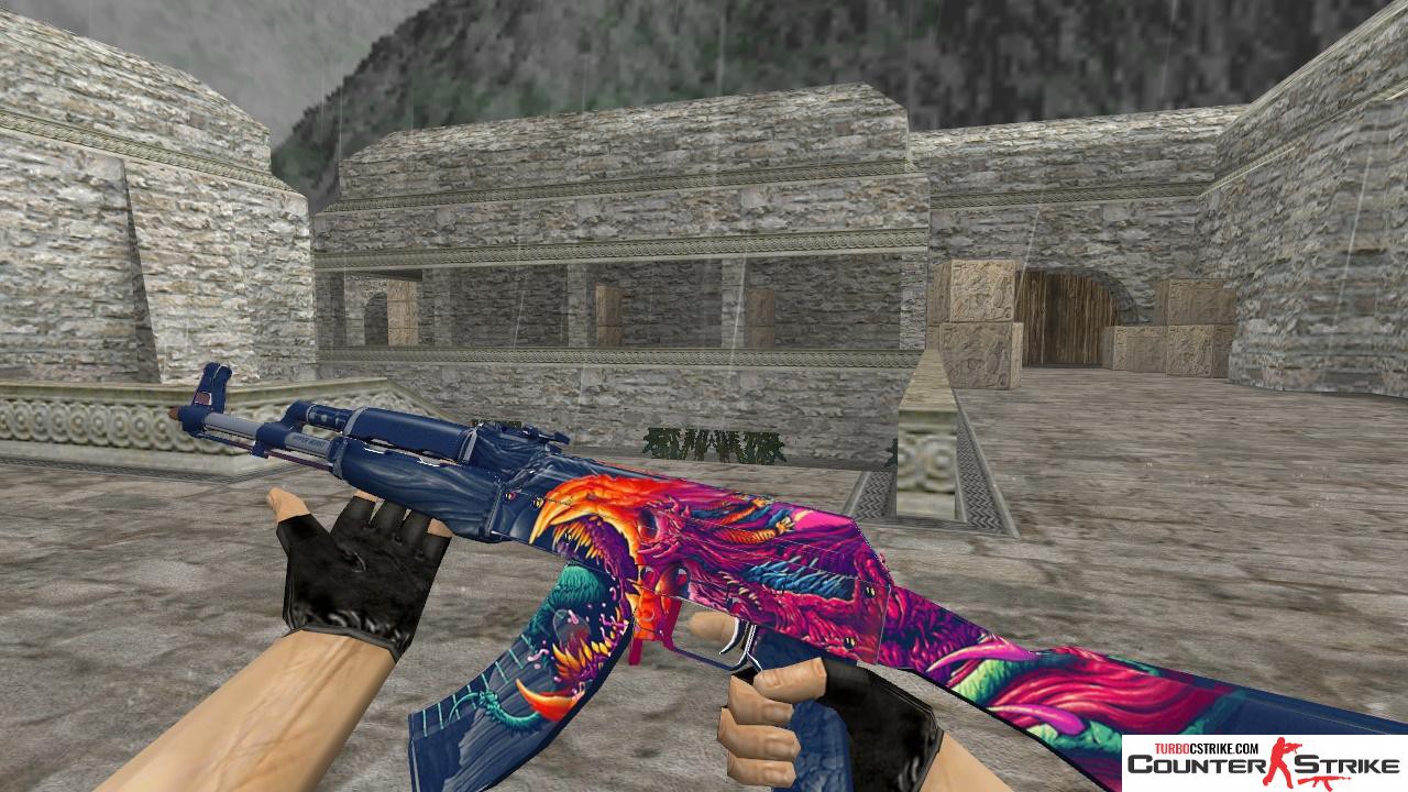 Модель HD AK-47 «Hyper Beast» с анимацией осмотра для CS 1.6