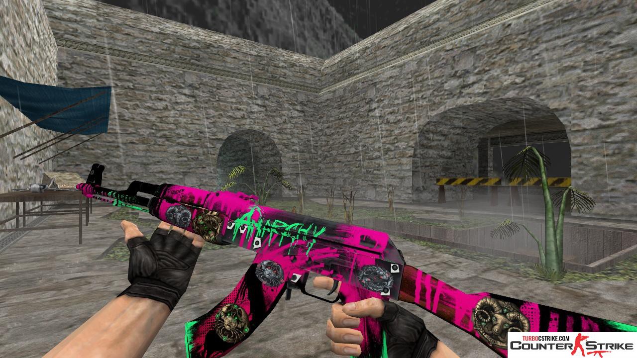 Модель HD AK-47 «Neon Revolution» с наклейками для CS 1.6