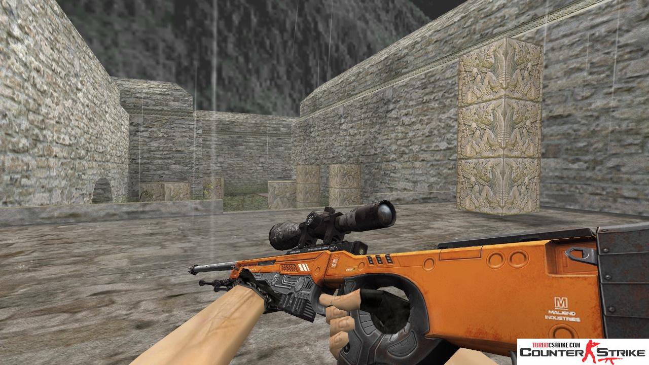 Модель HD AWP «Annihilator Orange» с анимацией осмотра для CS 1.6