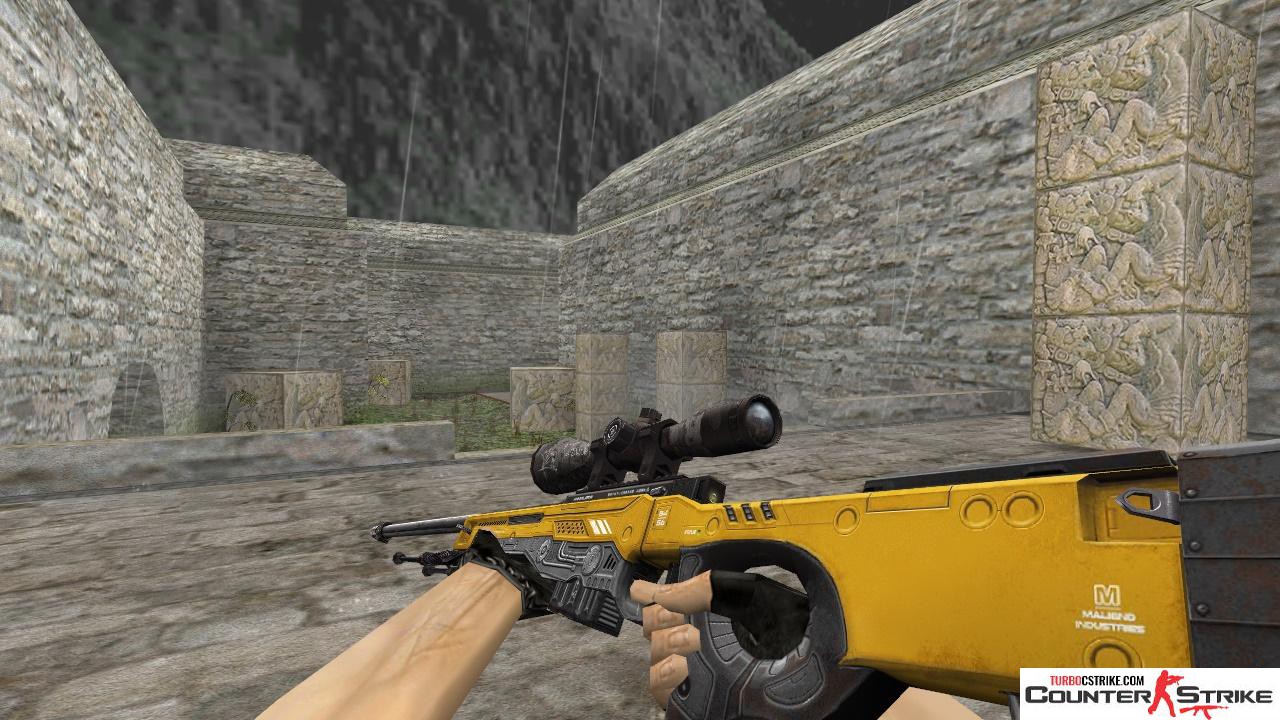 Модель HD AWP «Annihilator Yellow» с анимацией осмотра для CS 1.6