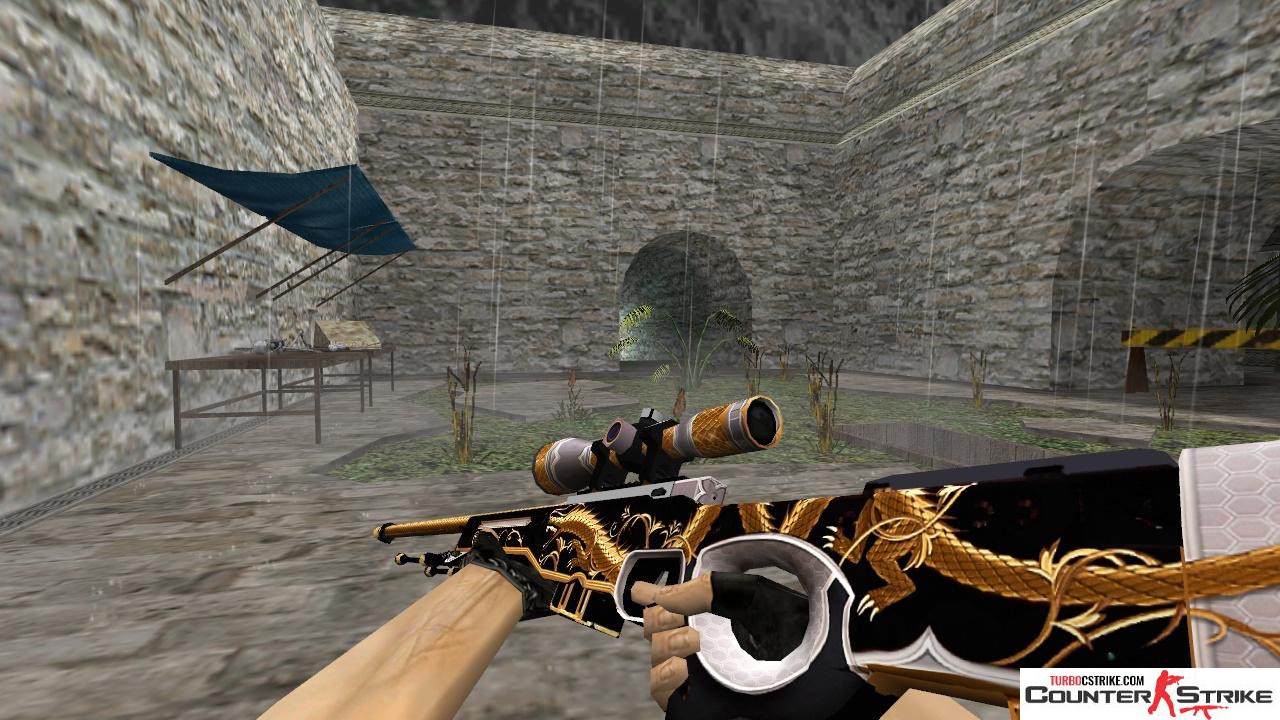 Модель HD AWP «Golden Coil» с анимацией осмотра для CS 1.6
