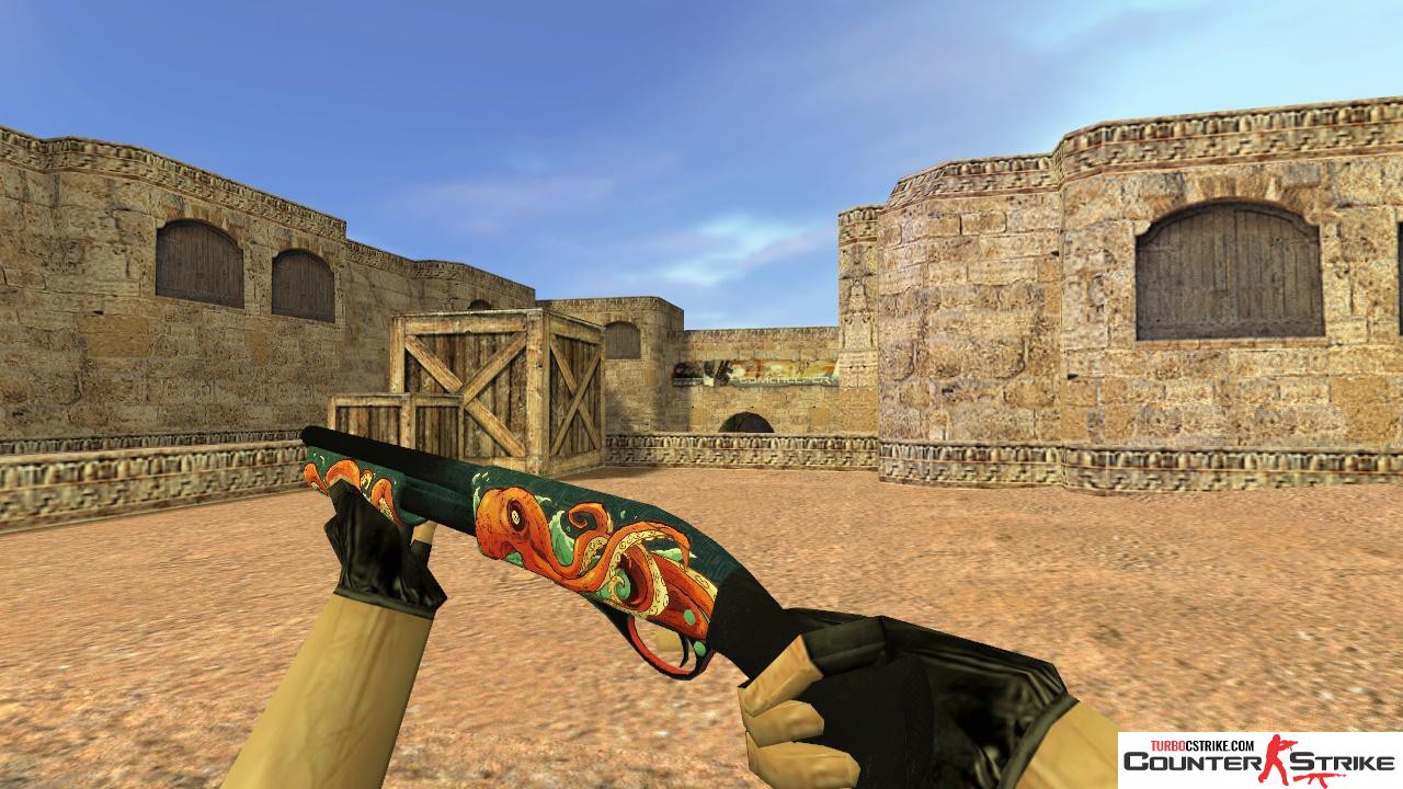 Модель HD Sawed-Off «Kraken» с анимацией осмотра для CS 1.6