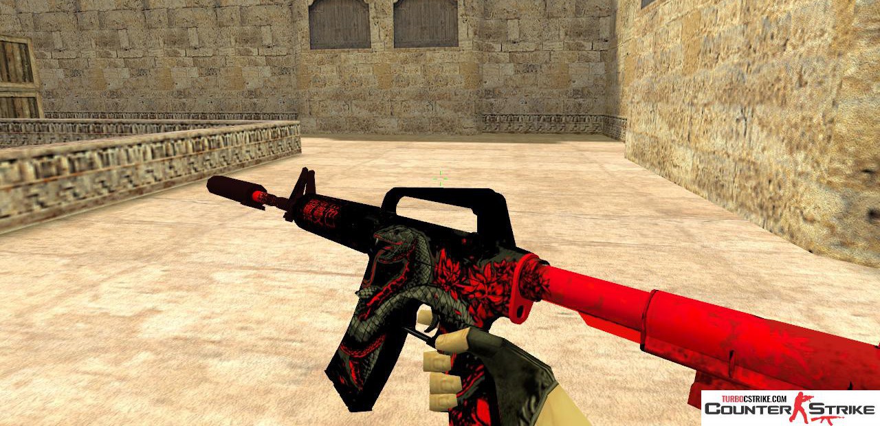Модель HD M4A1-S «Black Death» с анимацией осмотра для CS 1.6