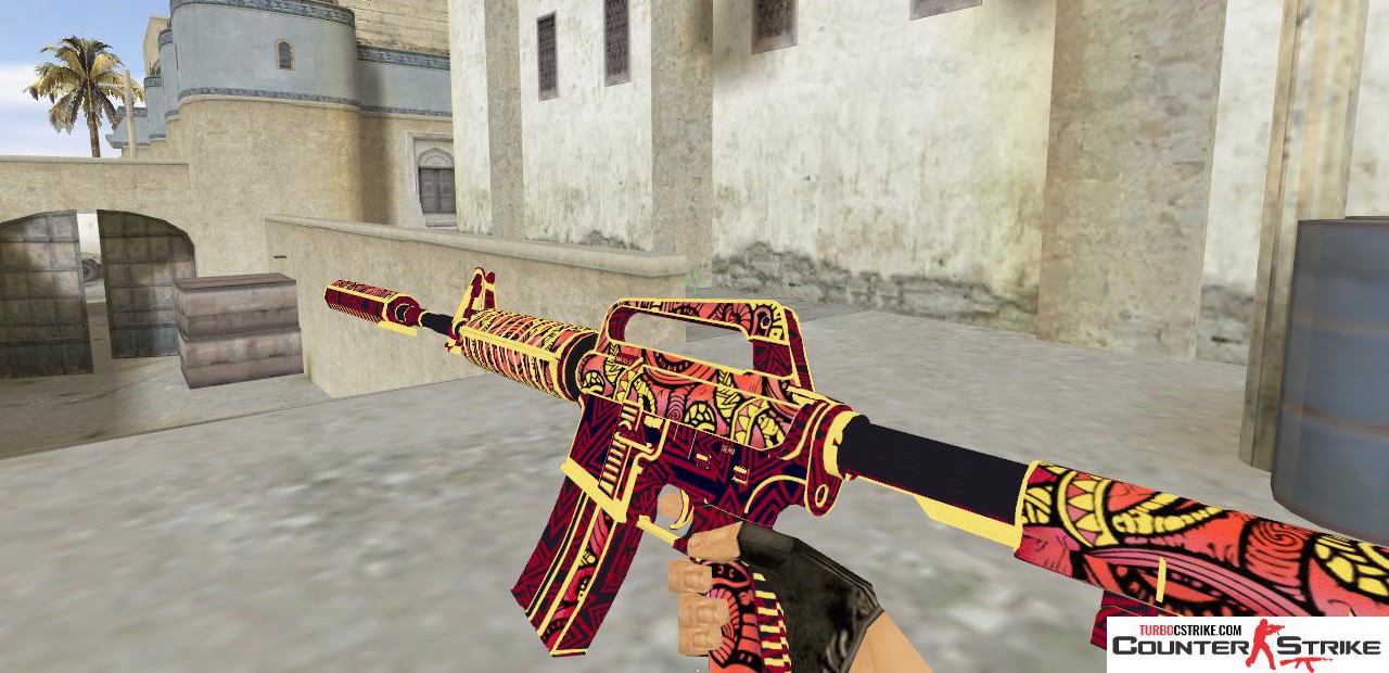 Модель HD M4A1-S «Chanticos Fire» с анимацией осмотра для CS 1.6