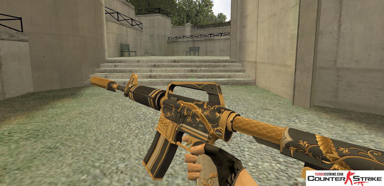 Модель HD M4A1-S «Golden Coil» с анимацией осмотра для CS 1.6