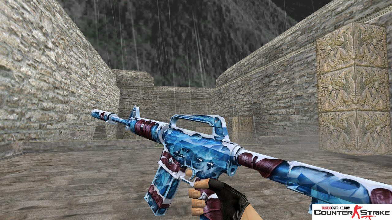 Модель HD M4A1-S «Ice Vortex» с анимацией осмотра для CS 1.6