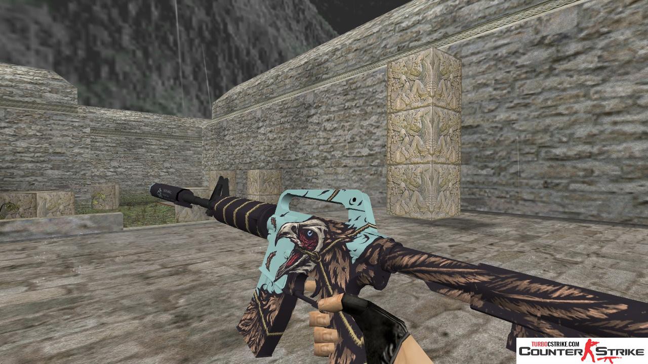 Модель HD M4A1-S «Never Fly» с анимацией осмотра для CS 1.6