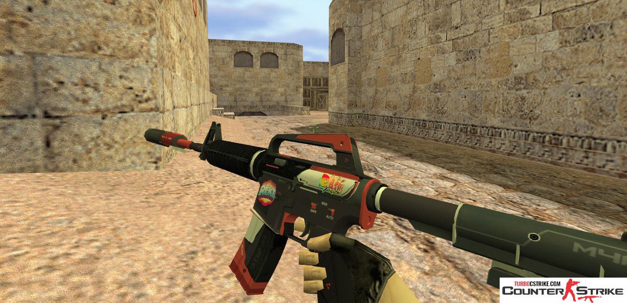 Модель HD M4A1-S «Сайрекс» с наклейками для CS 1.6