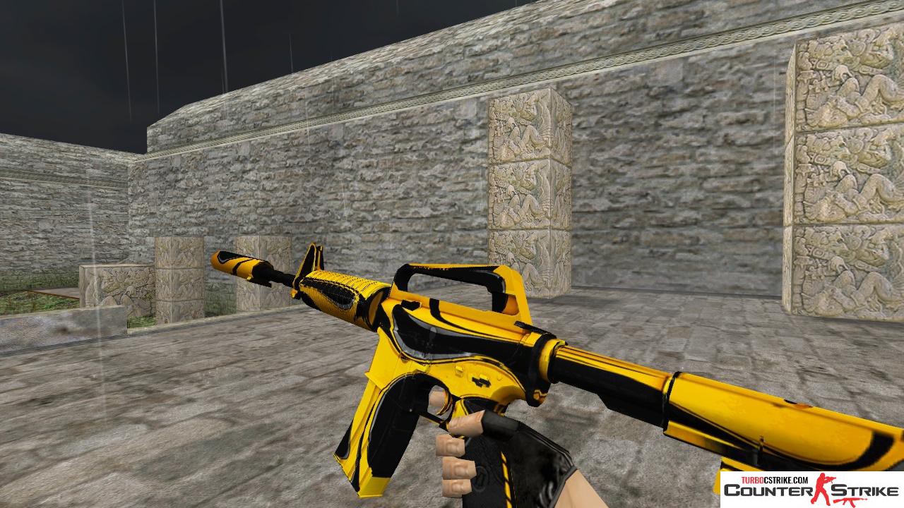 Модель HD M4A1-S «Yellow Jacket» с анимацией осмотра для CS 1.6