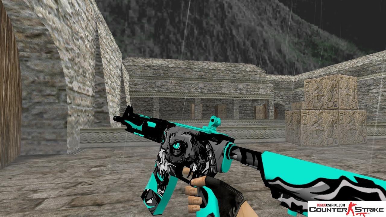 Модель HD M4A4 «Aqua Chaos» с анимацией осмотра для CS 1.6