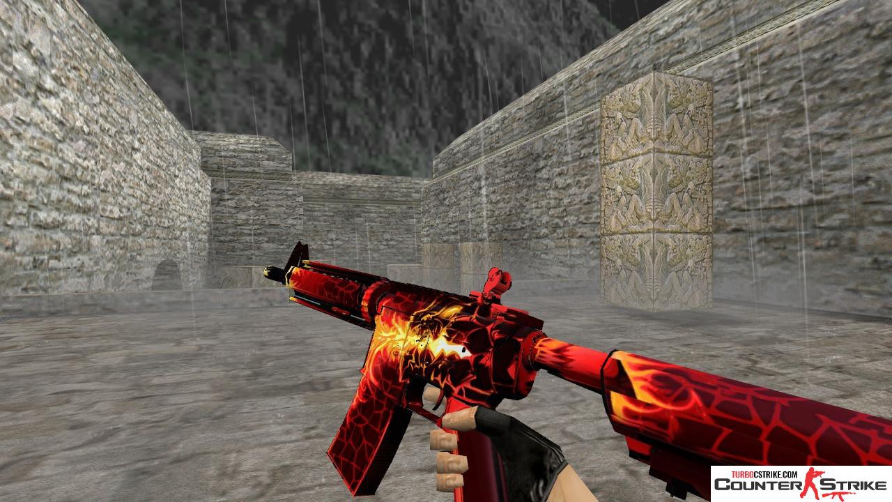 Модель HD M4A4 «Burn Out» с анимацией осмотра для CS 1.6