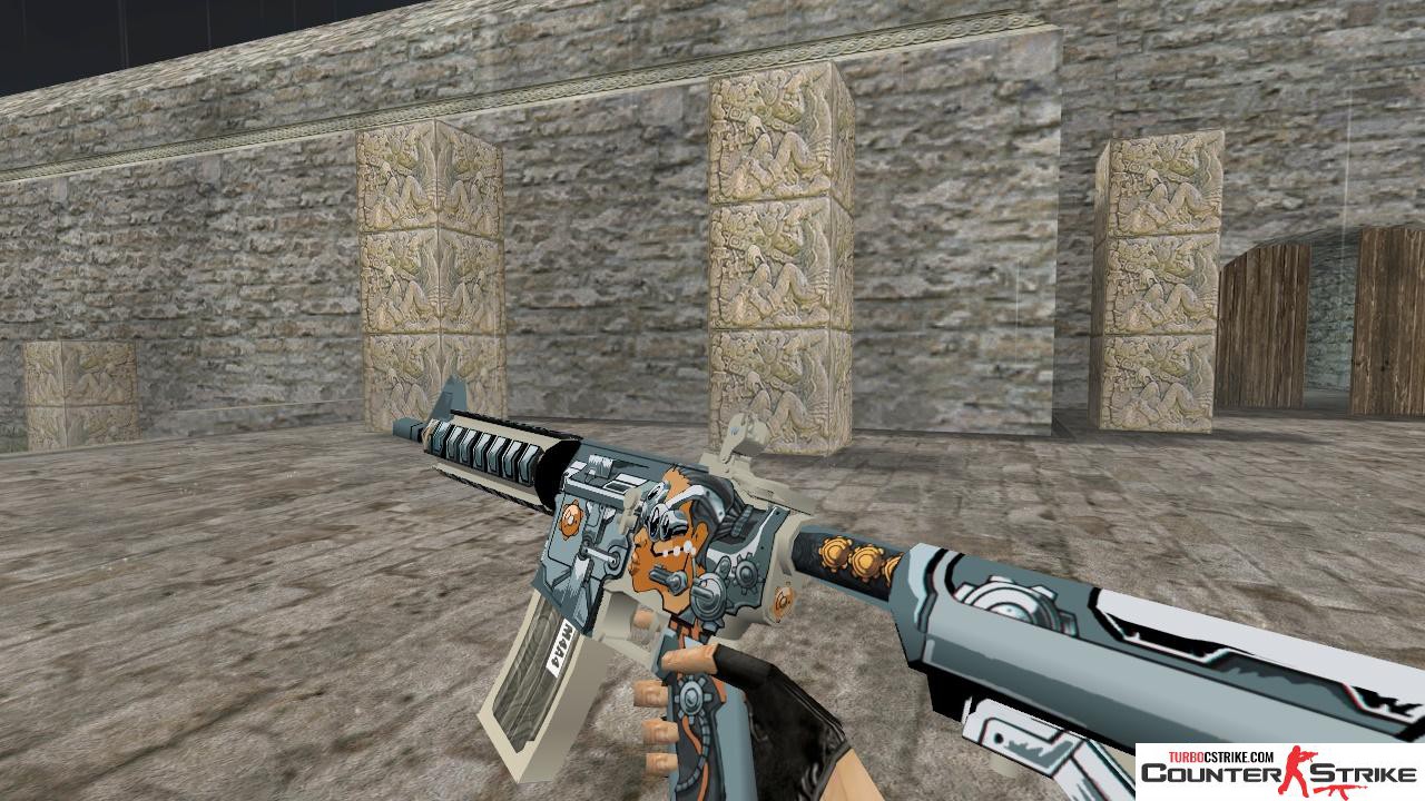 Модель HD M4A4 «Cybernetic» с анимацией осмотра для CS 1.6