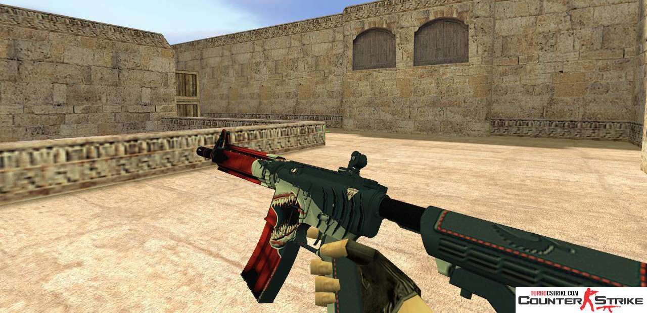 Модель M4A4 «Sharks Attack» с анимацией осмотра для CS 1.6