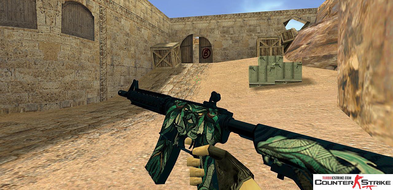 Модель M4A4 «Water Lion» с анимацией осмотра для CS 1.6