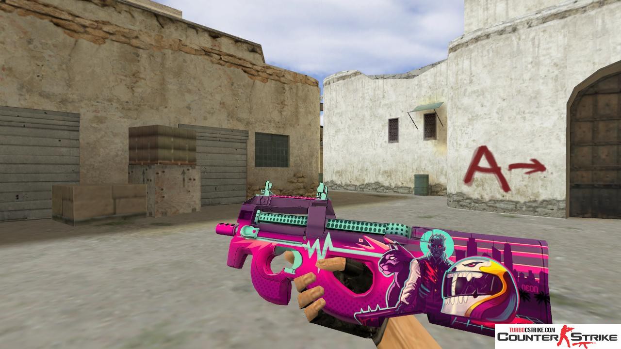 Модель HD P90 «Neon Rider» с анимацией осмотра для CS 1.6