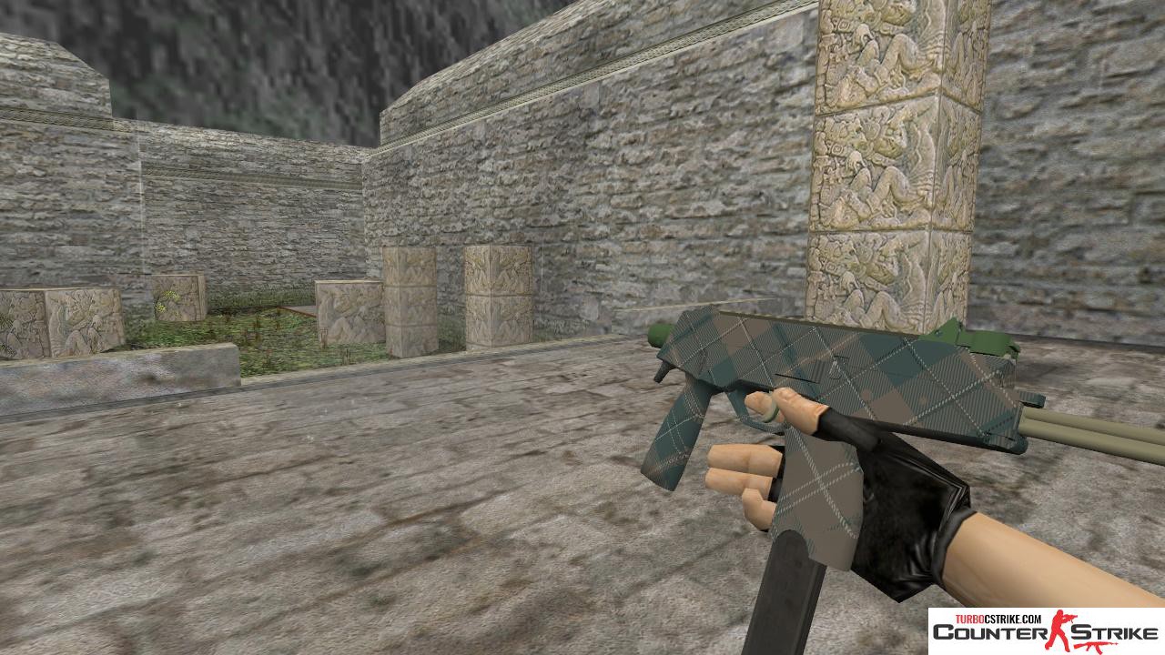 Модель HD MP9 «Green Plaid» с анимацией осмотра для CS 1.6