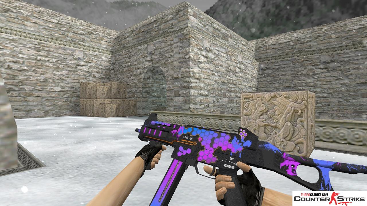 Модель HD UMP-45 «Cyberpunk» с анимацией осмотра для CS 1.6
