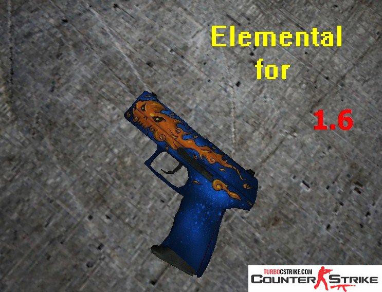 Модель USP «P2000 - Fire Elemental» для CS 1.6